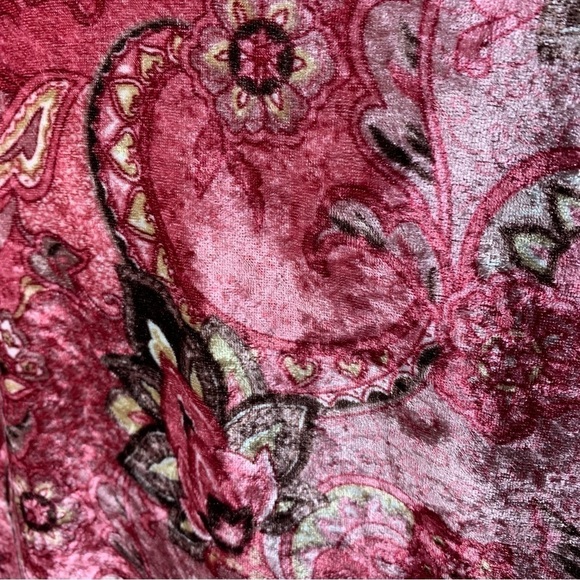 VINTAGE carroll reed pink velour paisley floral zippered lounge dress robe L/XL - Picture 10 of 13